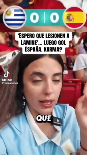 惩罚！女网红现场诅咒亚马尔断腿，不久后西班牙进球让乌拉圭被淘汰